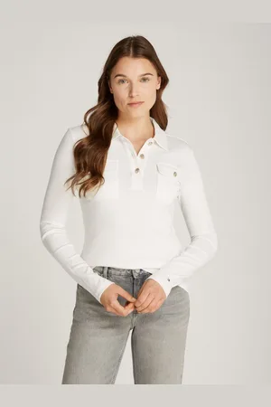 Tommy Hilfiger Poloshirt SLIM GOLD BTN POLO LS mit Brusttaschen, goldfarbenen Knöpfen
