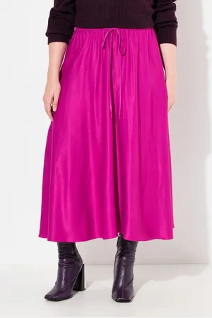 Ulla Popken Midirock Satin-Midirock A-Linie Elastikbund Bindeband - Verkäufer: Popken Fashion Group