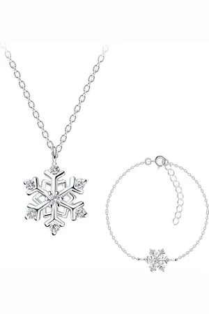 ALEXANDER YORK Schmuckset Kette mit Anhänger und Armband SCHNEEFLOCKE Zirkonia, 925 Sterling Silber - Verkäufer: