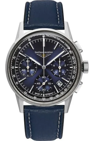 Bauhaus Chronograph G38 2376-3, Quarzuhr, Armbanduhr, Herrenuhr, Made in Germany, Lederarmband, analog