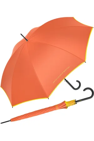 Benetton Stockregenschirm Long AC mit Auf-Automatik HW 2024 - dragon fire, leuchtende Modefarben mit kontrastreichem Saum - Verkäufer: RS-Versand