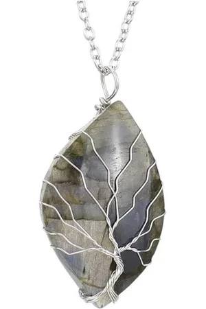 Karma Kette mit Anhänger Halskette mit Naturstein Silber Bronze Gold Damen Kette Edelsteinkette (Damenschmuck Geschenk für Sie Frauen), Damenhalskette Edelsteinhalskette Steinnkette modern - Verkäufer: Sanixa