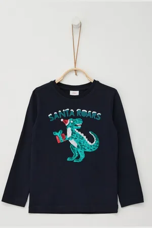 QS by s.Oliver Langarmshirt mit Dino aus Pailetten