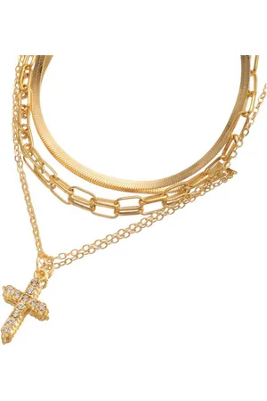Karma Kette mit Anhänger Halskette Damen Kreuz mehrreihig Gold Kette Metall Damenhalskette (Kreuzkette Kreuzhalskette ), Damenschmuck Geschenk für Sie Damenkette modern - Verkäufer: Sanixa