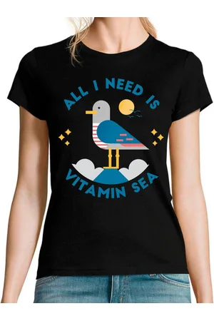 Youth Designz T-Shirt Damen T-Shirt "Vitamin Sea" perfekt für Strand besuche mit trendigem Frontprint - Verkäufer: EmDa Trading GmbH