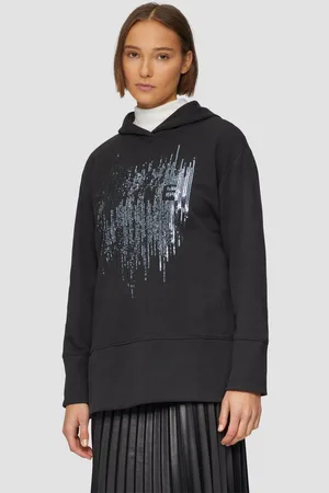 QS by s.Oliver Sweatshirt Hoodie mit Pailletten im Relaxed Fit Rippblende - Verkäufer: