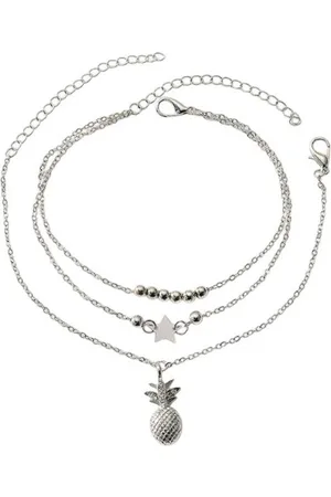 Karma Fußkette mit Anhänger Fußkettchen Ananas Fußkette silber od. gold Metall Fußschmuck (Ananasschmuck, Damenfußschmuck modern Bohoschmuck), Damenschmuck Geschenk für Sie - Verkäufer: Sanixa