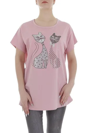 Ital-Design T-Shirt Damen Freizeit (85941272) Glitzer Print Stretch T-Shirt in - Verkäufer: