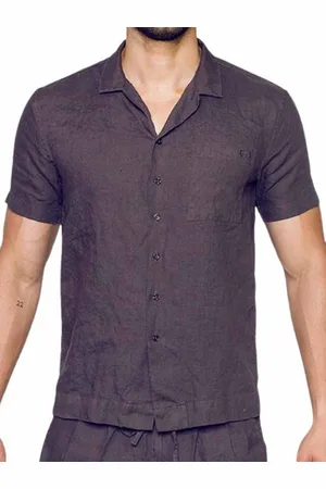 2EROS T-Shirt Breezy Linen Short Sleeve Classic Shirt Dark Gray - Verkäufer: FScommerce