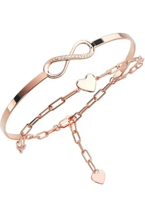 Amoonic Armband Damen Infinity Armband Sterling Silber 925 mit Zirkonia Silberarmband (inkl. Schmucktäschchen), Armband Silber, Gold Rosegold vergoldet Armkette und Armreif in einem - Verkäufer: