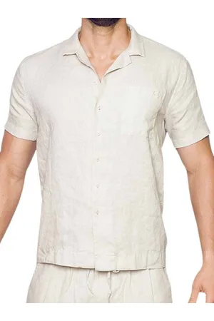 2EROS T-Shirt Breezy Linen Short Sleeve Classic Shirt Beige - Verkäufer: FScommerce