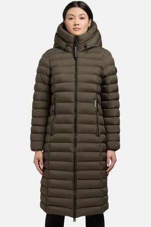 Khujo Steppjacke Imes-YM Steppmantel mit hohem Kragen und silbrig glänzendem Innenfutter