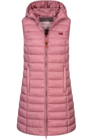 Geographical Norway Steppweste Damen Stepp weste Kapuze Übergangs Herbst Frühling Windbreaker Lang - Verkäufer: fashion-victim-style