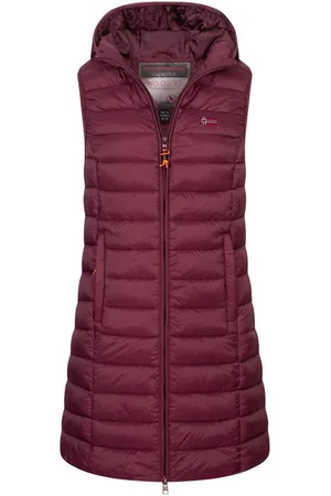 Geographical Norway Steppweste Damen Stepp weste Kapuze Übergangs Herbst Frühling Windbreaker Lang - Verkäufer: fashion-victim-style