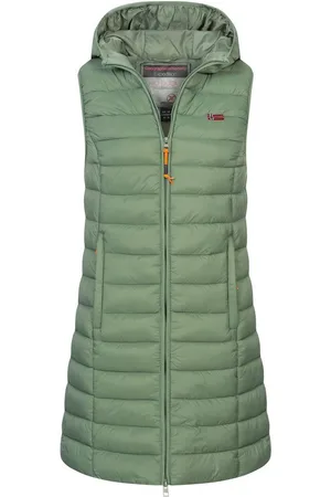 Geographical Norway Steppweste Damen Stepp weste Kapuze Übergangs Herbst Frühling Windbreaker Lang - Verkäufer: fashion-victim-style