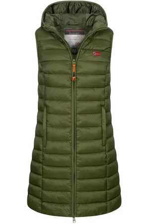 Geographical Norway Steppweste Damen Stepp weste Kapuze Übergangs Herbst Frühling Windbreaker Lang - Verkäufer: fashion-victim-style