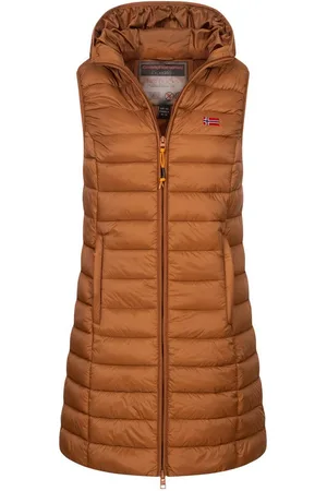 Geographical Norway Steppweste Damen Stepp weste Kapuze Übergangs Herbst Frühling Windbreaker Lang - Verkäufer: fashion-victim-style