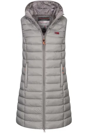 Geographical Norway Steppweste Damen Stepp weste Kapuze Übergangs Herbst Frühling Windbreaker Lang - Verkäufer: fashion-victim-style