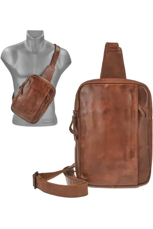 Bear Design Umhängetasche "Stefan" Crossbody Bag Leder 20x29cm Crossover, sportlich, knautschig weiches Leder, 2 Fächer - Verkäufer: Ordnung und mehr
