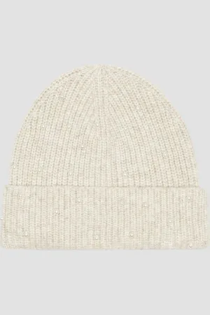 QS by s.Oliver Strickmütze Gestrickte Beanie mit Schmuckperlen Schmuckperlen - Verkäufer: