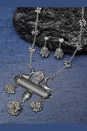 Shining Diva Schmuckset Oxidiert Afghani Lange Kette Anhänger Halskette Set, Mit Ohrringe (Modischer Kunstschmuck, Für Frauen & Mädchen, Geeignet für alle Anlässe) - Verkäufer: Infinity Prime DE