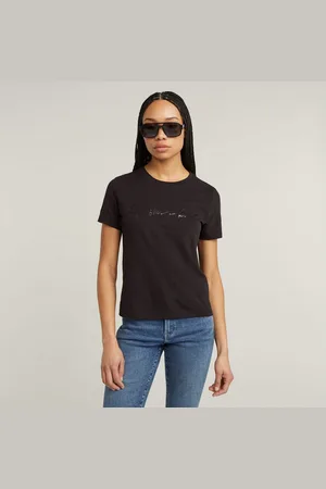 G-Star T-Shirt G-Script Shiny R mit Ton-in-Ton Schriftzug