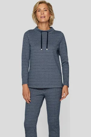 Rabe Sweatjacke Gemustertes Sweatshirt mit Stehkragen