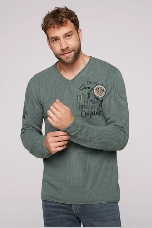 Camp David Strickpullover mit Logo Print