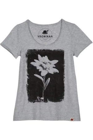 VRONIKAA Trachtenshirt Shirt Edelweiß Damen grau-melange Edelweiß - Verkäufer: Alpine Fashion