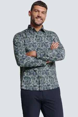 No Excess Langarmhemd Stretch-Hemd mit Print