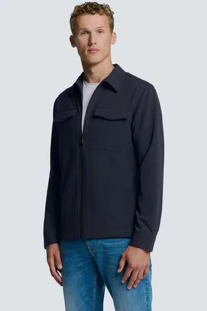 No Excess Langarmhemd Stretch Overshirt mit Reißverschluss