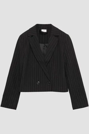 QS by s.Oliver Jackenblazer Verkürzter Blazer mit Glitzer-Nadelstreifen Glitzergarn - Verkäufer: