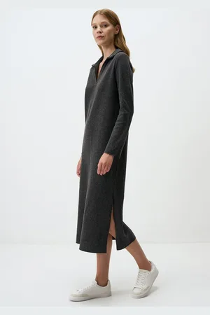 Jimmy Key Strickkleid Polokragen Entspannte Passform Midi Strick Kleid - Verkäufer: