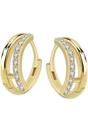 Karma Paar Creolen Gold Sterling Silber 925 Kristall Damen Ohrringe modern (Geschenk für Sie geschenkbox, Goldohrringe, Kristallohrringe, in Schmuckbox), Damenschmuck Damencreolen Damenohrringe - Verkäufer: Sanixa