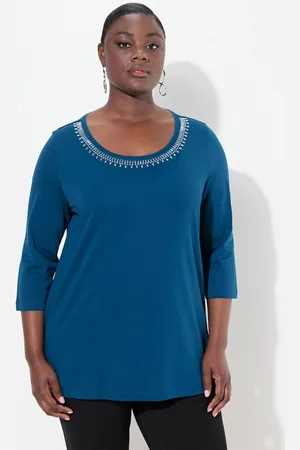 Ulla Popken T-Shirt Shirt Pima Cotton A-Linie Rundhals 3/4-Arm - Verkäufer: Popken Fashion Group