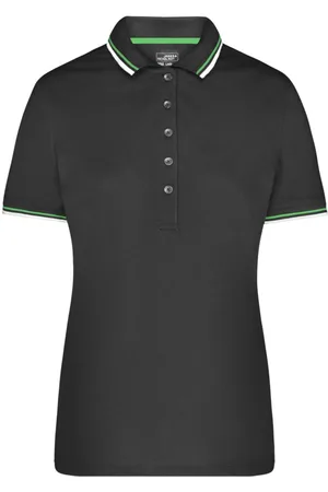 James & Nicholson Poloshirt Doppelpack Damen Polo-Shirt coldblack mit UV-Schutz JN965 (Spar-Set, 2er-Pack) Kontraststreifen an Kragen und Ärmel - Verkäufer: Silberpfeil