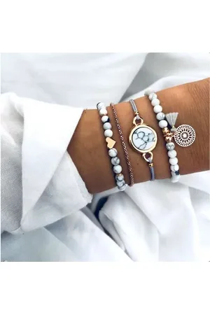 Karma Armband Set 4 teilig Boho Gold Armschmuck Perlenarmband Damen (Bohoschmuck, Damenschmuck Geschenk für Sie), Armbandset Damen Gold Boho - Verkäufer: Sanixa