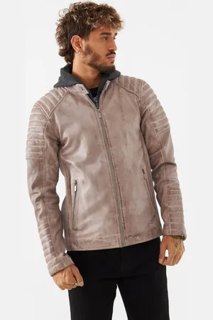 Bolongaro Lederjacke JONAS HOODED RACER Weiches Leder, gewalkte Oberfläche, Jersey-Kapuze - Verkäufer: GoJungo GmbH