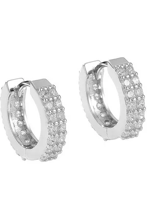Karma Paar Creolen Sterling Silber 925 Kristall Damen Ohrringe modern (Geschenk für Sie, Silberohrringe Silberschmuck in Schmuckbox), Damenschmuck Damencreolen Damenohrringe - Verkäufer: Sanixa