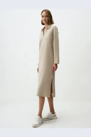 Jimmy Key Strickkleid Polokragen Entspannte Passform Midi Strick Kleid - Verkäufer: