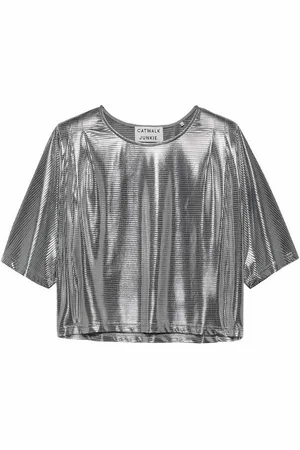 Catwalk Junkie T-Shirt – Silbernes Disco-Top mit Falten - Verkäufer: Schneider Fashion Store