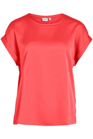 VILA Kurzarmshirt VIELLETTE S/S SATIN TOP - NOOS Satin Optik
