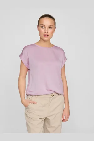 VILA Kurzarmshirt VIELLETTE S/S SATIN TOP - NOOS Satin Optik