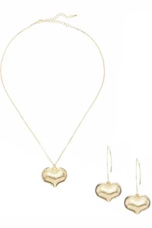 Lascana Ohrring und Ketten Set (Set, 3-tlg), 2-teiliges Set aus Halskette und Ohrringe mit Herzanhänger