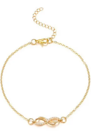 Karma Fußkette Fußkettchen Infinity silber, gold od. Rosé Metall Fußschmuck Fusskette (Damenschmuck), Geschenk für Sie Unendlichkeitszeichen - Verkäufer: Sanixa
