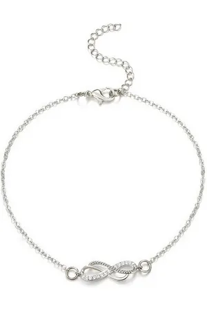 Karma Fußkette Fußkettchen Infinity silber, gold od. Rosé Metall Fußschmuck Fusskette (Damenschmuck), Geschenk für Sie Unendlichkeitszeichen - Verkäufer: Sanixa