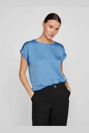 VILA Kurzarmshirt VIELLETTE S/S SATIN TOP - NOOS Satin Optik
