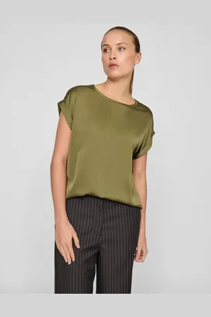 VILA Kurzarmshirt VIELLETTE S/S SATIN TOP - NOOS Satin Optik