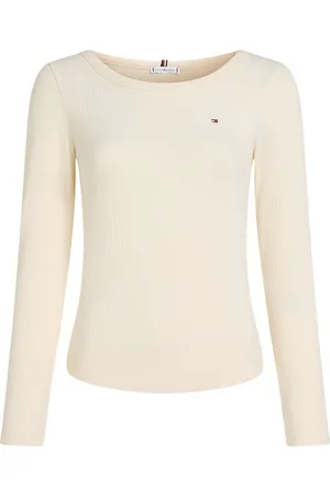 Tommy Hilfiger Langarmshirt Shirt CRV SLIM 5X2 RIB O in Großen Größen, mit Logostickerei