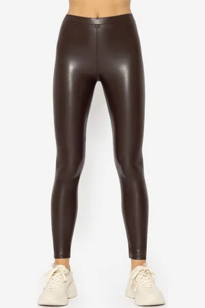 SASSYCLASSY Lederimitathose Skinny Damen Leggings mit Thermo-Futter Mid-Waist Leggings in Lederoptik - Verkäufer: